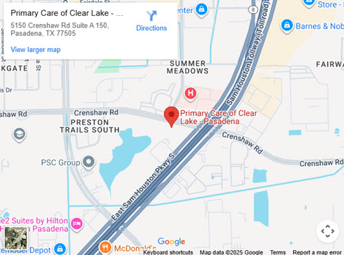 Get Directions to Primary Care Center of Clear Lake in Pasadena, TX