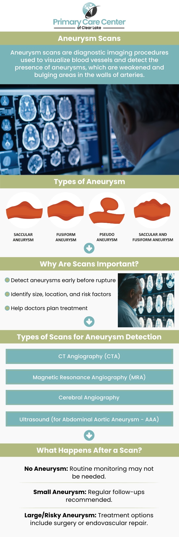 At Primary Care Center of Clear Lake, Dr. Smriti, MD, and Dr. Niraj, MD, offer aortic aneurysm screening for individuals experiencing symptoms like chest pain, shortness of breath, or a pulsating sensation in the abdomen. Early detection through our personalized care helps manage risks and prevent complications, ensuring your cardiovascular health is well-maintained. For more information, please contact us or schedule an appointment online. We have convenient locations to serve you in Webster and Pasadena, TX. At Primary Care Center of Clear Lake, Dr. Smriti, MD, and Dr. Niraj, MD, offer aortic aneurysm screening for individuals experiencing symptoms like chest pain, shortness of breath, or a pulsating sensation in the abdomen. Early detection through our personalized care helps manage risks and prevent complications, ensuring your cardiovascular health is well-maintained. For more information, please contact us or schedule an appointment online. We have convenient locations to serve you in Webster and Pasadena, TX.