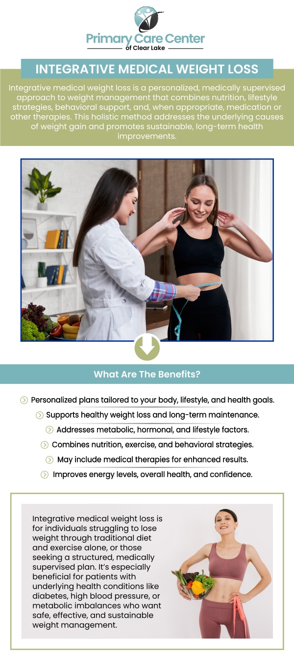 Integrative medical weight loss is essential because it takes a holistic approach to weight management, addressing underlying health issues such as hormonal imbalances, metabolic disorders, and emotional factors that often hinder progress. Professional help is crucial in this process, as Dr. Smriti Choudhary, M.D., and Dr. Niraj Choudhary, M.D., offer personalized guidance, identify barriers to weight loss, and create tailored plans that combine nutrition, exercise, and emotional support. To achieve long-term weight management success in a safe and effective way, contact us or schedule an appointment online. We have convenient locations to serve you in Webster and Pasadena, TX. Integrative medical weight loss is essential because it takes a holistic approach to weight management, addressing underlying health issues such as hormonal imbalances, metabolic disorders, and emotional factors that often hinder progress. Professional help is crucial in this process, as Dr. Smriti Choudhary, M.D., and Dr. Niraj Choudhary, M.D., offer personalized guidance, identify barriers to weight loss, and create tailored plans that combine nutrition, exercise, and emotional support. To achieve long-term weight management success in a safe and effective way, contact us or schedule an appointment online. We have convenient locations to serve you in Webster and Pasadena, TX.