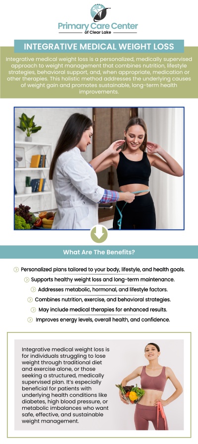 Integrative medical weight loss is essential because it takes a holistic approach to weight management, addressing underlying health issues such as hormonal imbalances, metabolic disorders, and emotional factors that often hinder progress. Professional help is crucial in this process, as Dr. Smriti Choudhary, M.D., and Dr. Niraj Choudhary, M.D., offer personalized guidance, identify barriers to weight loss, and create tailored plans that combine nutrition, exercise, and emotional support. To achieve long-term weight management success in a safe and effective way, contact us or schedule an appointment online. We have convenient locations to serve you in Webster and Pasadena, TX. Integrative medical weight loss is essential because it takes a holistic approach to weight management, addressing underlying health issues such as hormonal imbalances, metabolic disorders, and emotional factors that often hinder progress. Professional help is crucial in this process, as Dr. Smriti Choudhary, M.D., and Dr. Niraj Choudhary, M.D., offer personalized guidance, identify barriers to weight loss, and create tailored plans that combine nutrition, exercise, and emotional support. To achieve long-term weight management success in a safe and effective way, contact us or schedule an appointment online. We have convenient locations to serve you in Webster and Pasadena, TX.