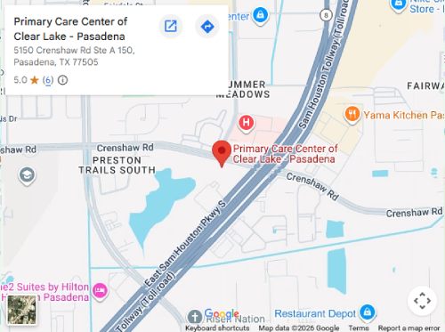 Get Directions to Primary Care Center of Clear Lake in Pasadena, TX Get Directions to Primary Care Center of Clear Lake in Pasadena, TX